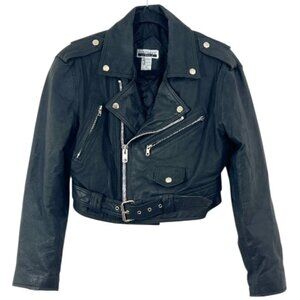 Vintage Contempo Casuals Leather Crop Moto Jacket Small Pre-Loved